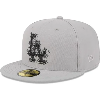 Graue, flache, angepasste 59FIFTY Cracked Kappe der Los Angeles Dodgers MLB von New Era