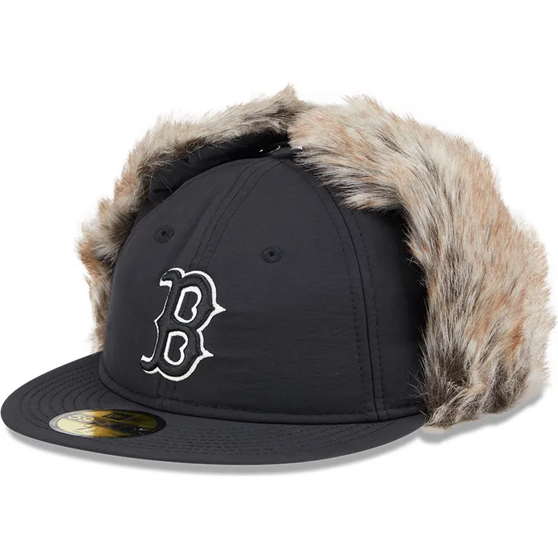 schwarze-enganliegende-59fifty-flatcap-winter-dog-ear-der-boston-red-sox-mlb-von-new-era