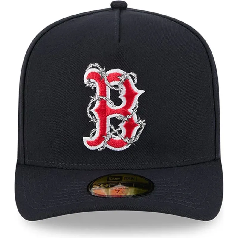 marineblaue-gebogene-verstellbare-59fifty-a-frame-wired-kappe-von-boston-red-sox-mlb-von-new-era