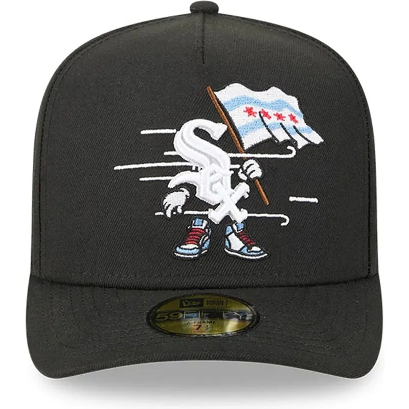 schwarze-gebogene-verstellbare-59fifty-a-frame-cartoon-kappe-von-chicago-white-sox-mlb-von-new-era
