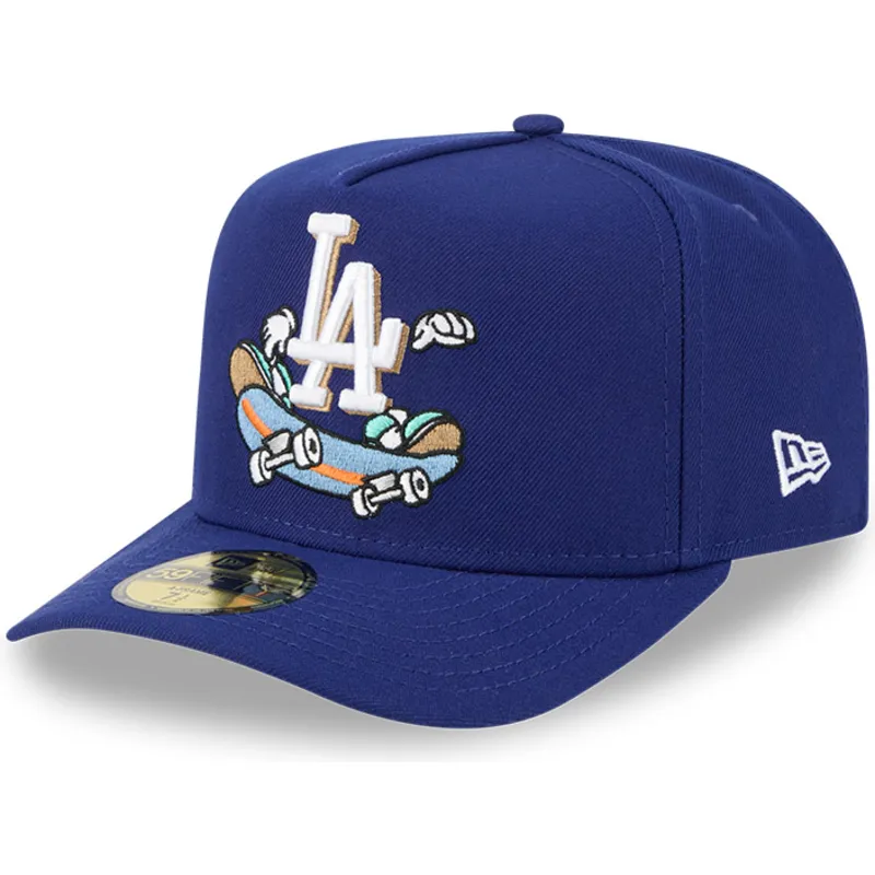 blaue-gebogene-verstellbare-59fifty-a-frame-cartoon-kappe-der-los-angeles-dodgers-mlb-von-new-era