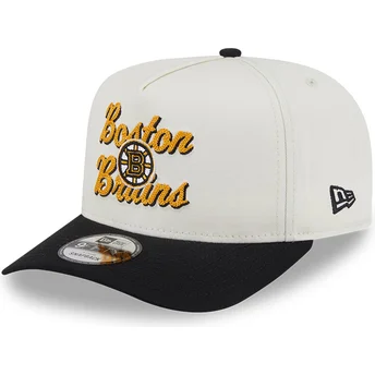 Beige und schwarze gebogene Snapback-Kappe 9FIFTY A Frame Chainstitch der Boston Bruins NHL von New Era