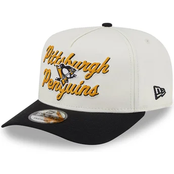 Gorra curva beige y negra snapback 9FIFTY A Frame Chainstitch de Pittsburgh Penguins NHL de New Era