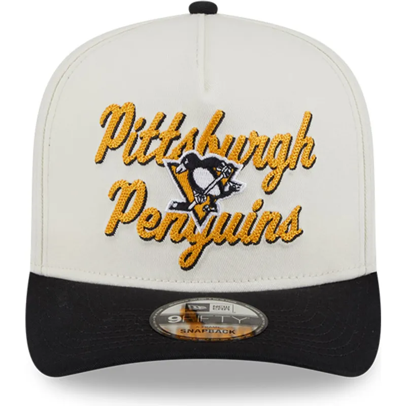 pittsburgh-penguins-nhl-new-era-beige-och-svart-snapback-9fifty-a-frame-chainstitch-bojd-keps