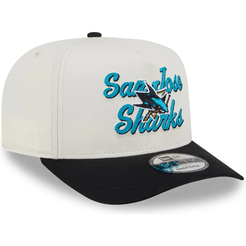 beige-och-svart-bojd-keps-snapback-9fifty-a-frame-chainstitch-san-jose-sharks-nhl-fran-new-era