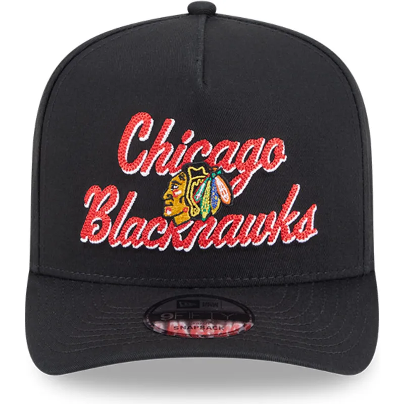 chicago-blackhawks-nhl-new-era-svart-bojd-snapback-keps-9fifty-a-frame-chainstitch