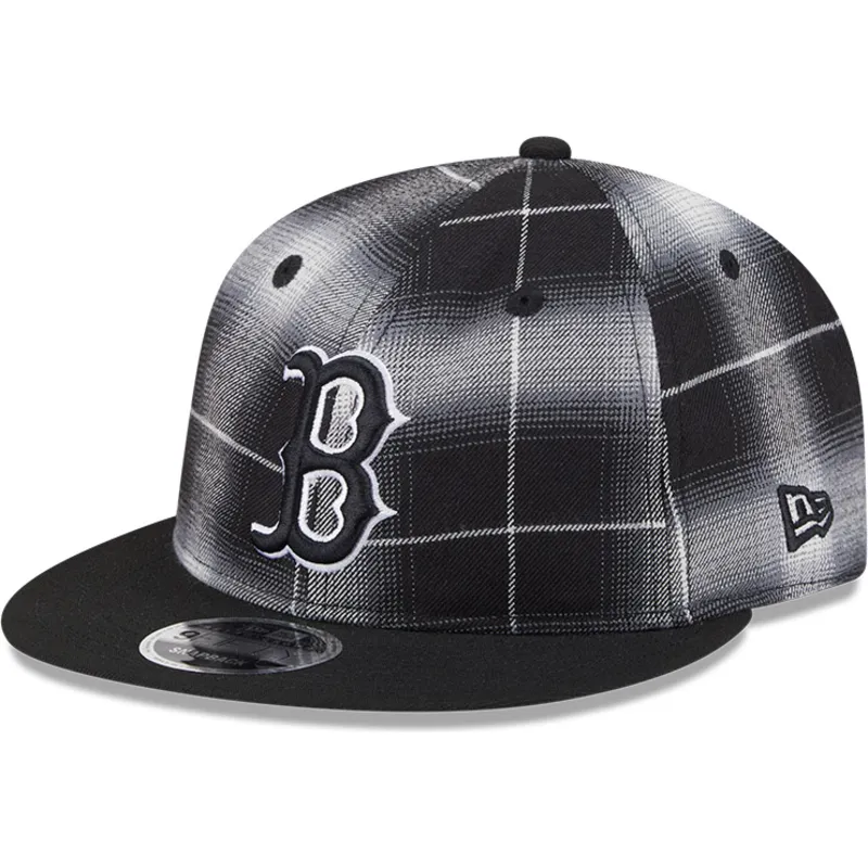 gorra-plana-negra-snapback-9fifty-retro-crown-plaid-de-boston-red-sox-mlb-de-new-era