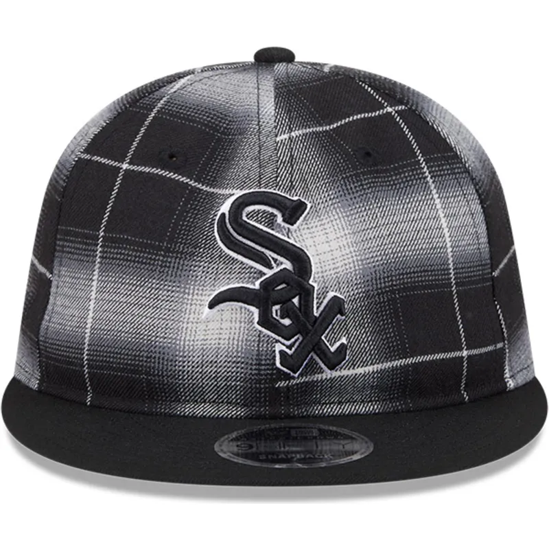schwarze-flache-snapback-kappe-9fifty-retro-crown-plaid-der-chicago-white-sox-mlb-von-new-era