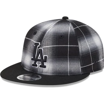 Svart platt snapback-keps 9FIFTY Retro Crown Plaid från Los Angeles Dodgers MLB av New Era