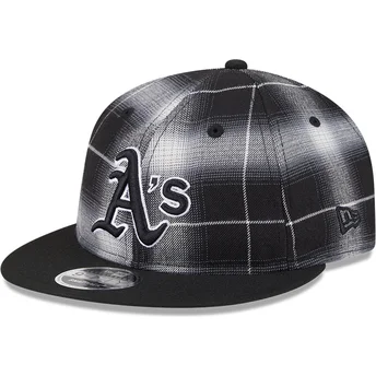 Čepice rovná černá snapback 9FIFTY Retro Crown Plaid Oakland Athletics MLB New Era
