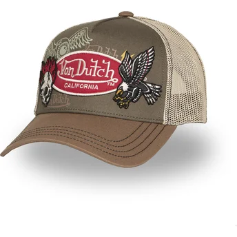 Von Dutch braune Trucker-Kappe PATCHES12