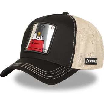 Gorra trucker negra y beige Snoopy y Emilio PEA6 NAW6 Peanuts de Capslab