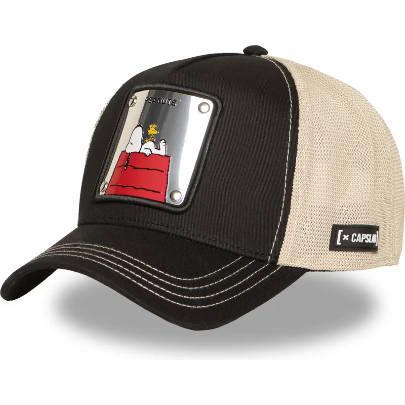 gorra-trucker-negra-y-beige-snoopy-y-emilio-pea6-naw6-peanuts-de-capslab