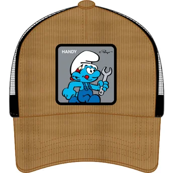 Καπέλο trucker καφέ και μαύρο Στρουμφ Μάστορας SMU HANDY Τα Στρουμφάκια της Capslab