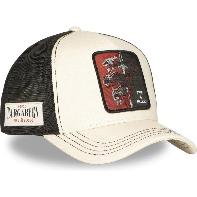 gorra-trucker-beige-y-negra-casa-targaryen-fire-and-blood-got-tar-juego-de-tronos-de-capslab