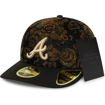 Cap zaoblená black ajustada 59FIFTY Low Profile Floral Cord Three Looms Printed Corduroy Atlanta Braves MLB New Era