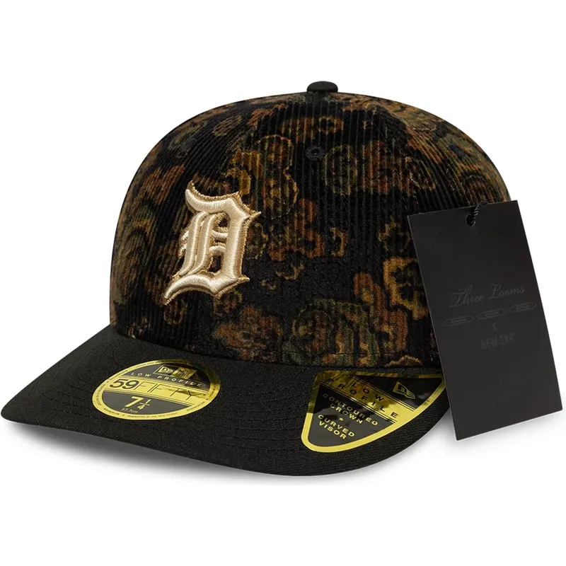 cap-zaoblena-black-ajustada-59fifty-low-profile-floral-cord-three-looms-printed-corduroy-detroit-tigers-mlb-new-era