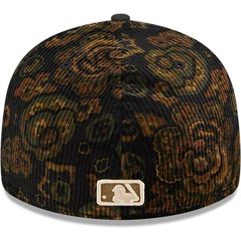 schwarze-gebogene-angepasste-kappe-59fifty-low-profile-floral-cord-three-looms-printed-corduroy-von-detroit-tigers-mlb-von-new-e