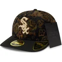 schwarze-gebogene-kappe-59fifty-low-profile-floral-cord-three-looms-bedruckter-cord-der-chicago-white-sox-mlb-von-new-era