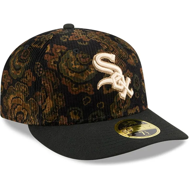cap-zaoblena-black-ajustada-59fifty-low-profile-floral-cord-three-looms-printed-corduroy-chicago-white-sox-mlb-new-era