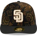 san-diego-padres-mlb-new-era-59fifty-low-profile-floral-cord-three-looms-printed-corduroy-schwarze-gebogene-fitted-kappe