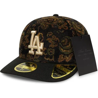 Čepice zaoblená černá přiléhavá 59FIFTY Low Profile Floral Cord Three Looms Printed Corduroy Los Angeles Dodgers MLB New Era