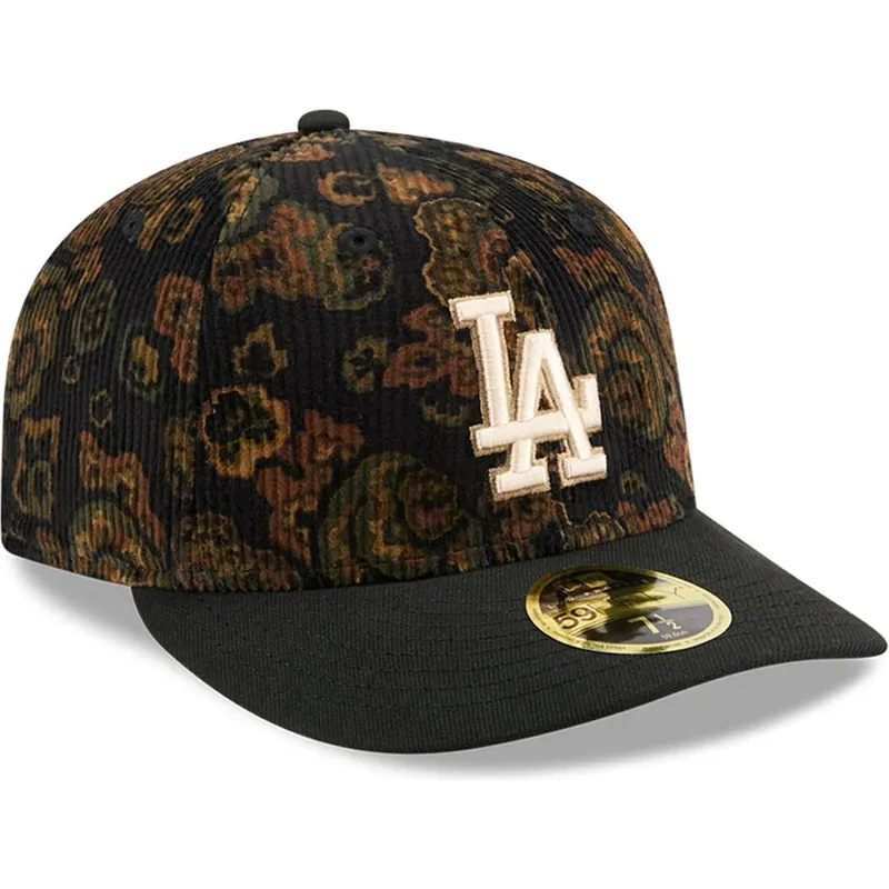 svart-bojd-justerbar-keps-59fifty-low-profile-floral-cord-three-looms-printed-corduroy-los-angeles-dodgers-mlb-fran-new-era