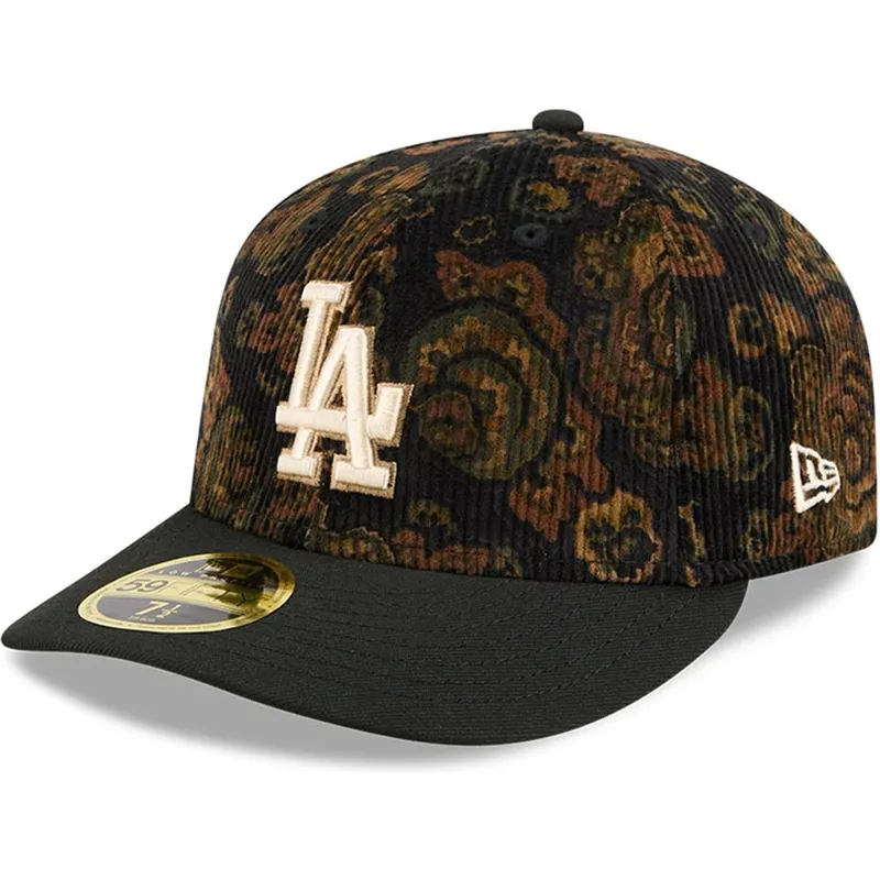 svart-bojd-keps-justerbar-59fifty-low-profile-floral-cord-three-looms-printed-corduroy-los-angeles-dodgers-mlb-fran-new-era