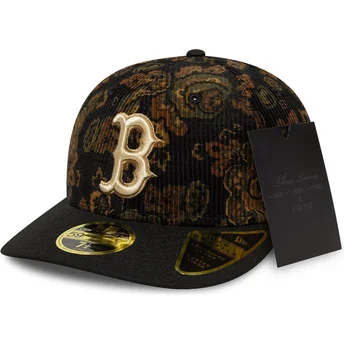 Svart böjd keps justerbar 59FIFTY Low Profile Floral Cord Three Looms Printed Corduroy från Boston Red Sox MLB av New Era
