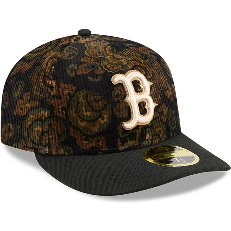 boston-red-sox-mlb-new-era-59fifty-low-profile-floral-cord-three-looms-printed-corduroy-svart-bojd-justerbar-keps