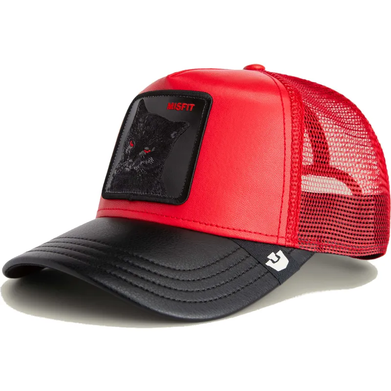 gorra-trucker-roja-y-negra-gato-misfit-courtside-the-farm-de-goorin-bros