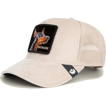Gorra Trucker Beige Dobermann Beware Doberman Velour The Farm von Goorin Bros.
