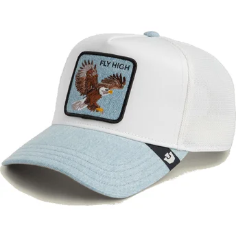 Gorra trucker blanca y azul águila Fly High Denim The Farm de Goorin Bros.