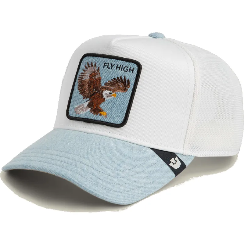 gorra-trucker-blanca-y-azul-aguila-fly-high-denim-the-farm-de-goorin-bros