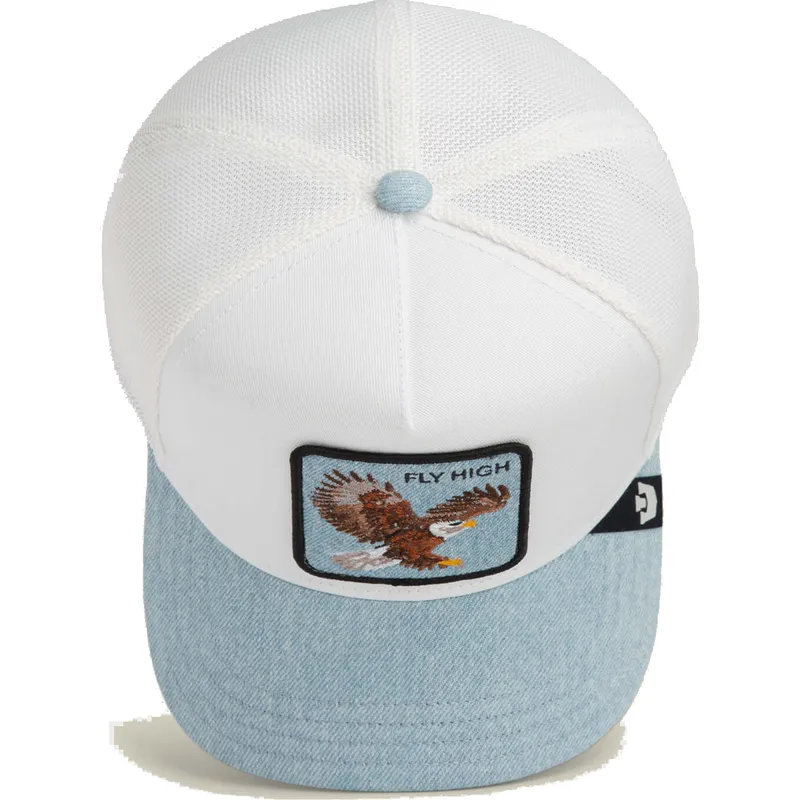 gorra-trucker-blanca-y-azul-aguila-fly-high-denim-the-farm-de-goorin-bros