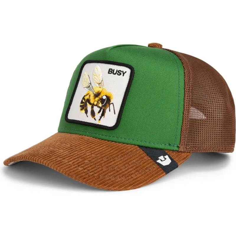 gorra-trucker-verde-y-marron-abeja-busy-remix-the-farm-de-goorin-bros