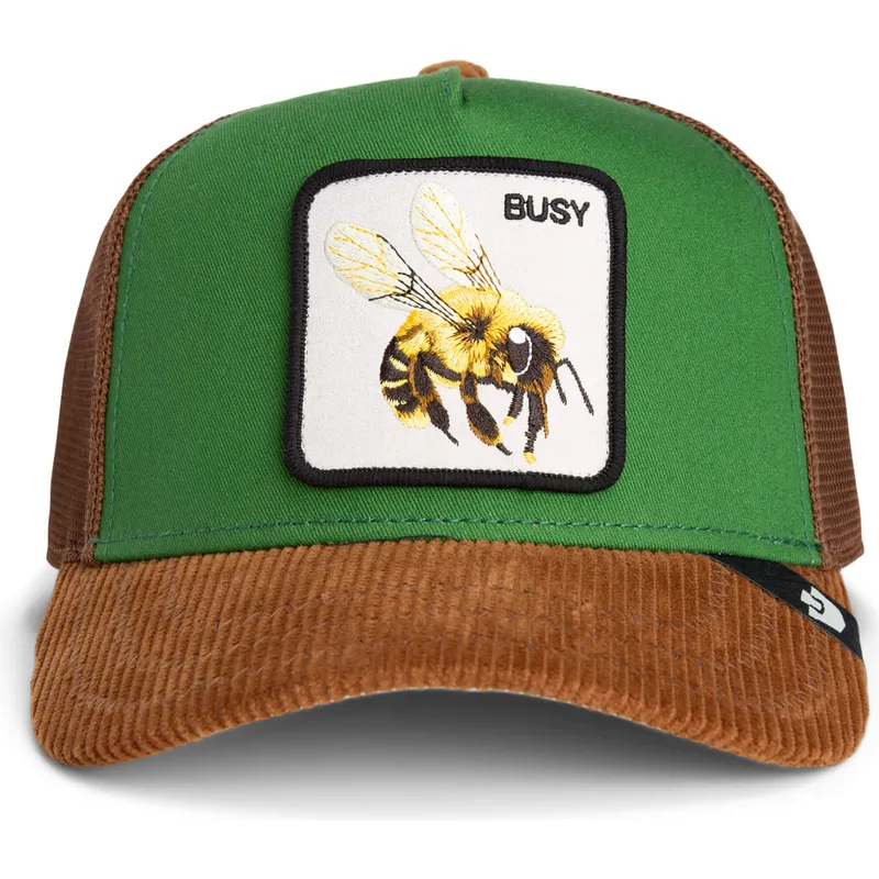 gorra-trucker-verde-y-marron-abeja-busy-remix-the-farm-de-goorin-bros