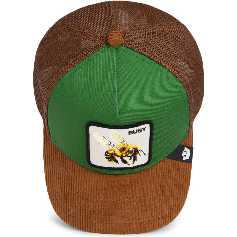 gorra-trucker-verde-y-marron-abeja-busy-remix-the-farm-de-goorin-bros