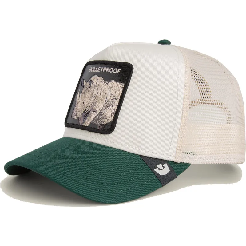 gorra-trucker-blanca-y-verde-rinoceronte-bulletproof-bulletproof-sport-the-farm-de-goorin-bros