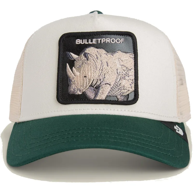 gorra-trucker-blanca-y-verde-rinoceronte-bulletproof-bulletproof-sport-the-farm-de-goorin-bros