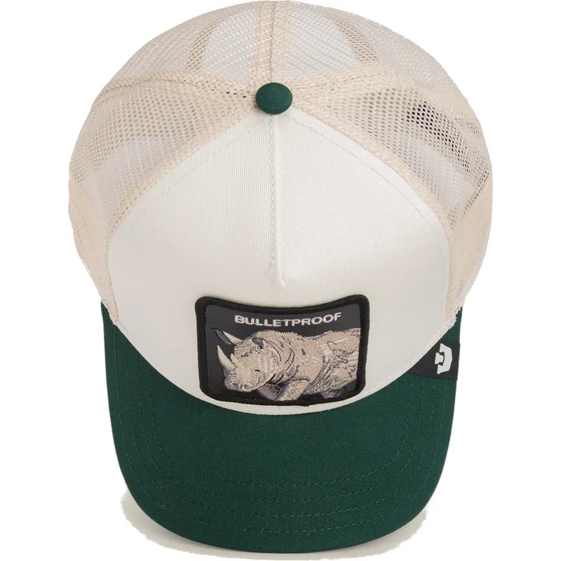 gorra-trucker-blanca-y-verde-rinoceronte-bulletproof-bulletproof-sport-the-farm-de-goorin-bros