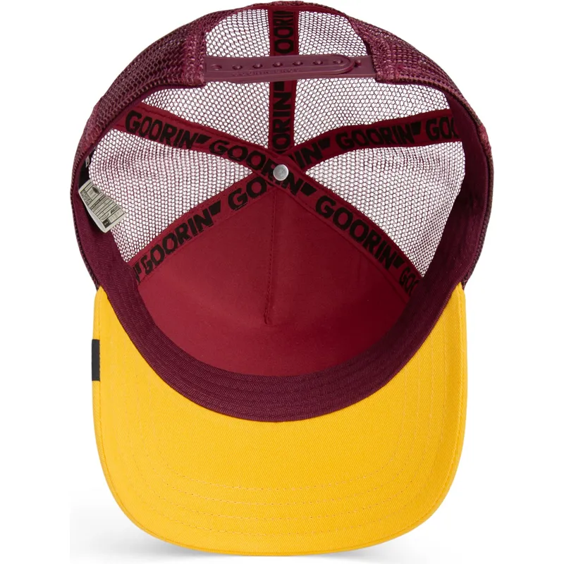 gorra-trucker-roja-y-amarilla-buho-the-real-talk-sport-the-farm-de-goorin-bros