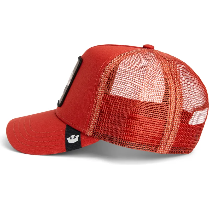 gorra-trucker-roja-dinosaurio-t-rex-the-extinct-skull-grit-the-farm-de-goorin-bros