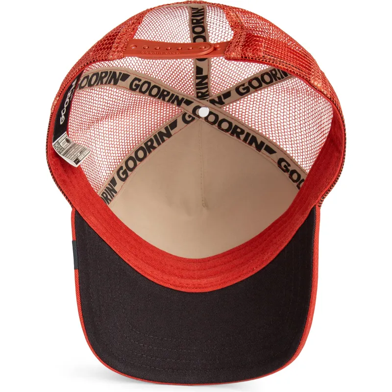 gorra-trucker-roja-dinosaurio-t-rex-the-extinct-skull-grit-the-farm-de-goorin-bros