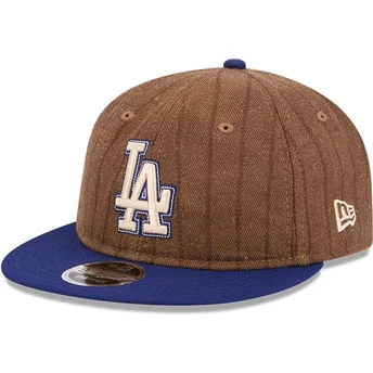 Brun och blå justerbar platt keps 9FIFTY Retro Crown Wool Pinstripe Los Angeles Dodgers MLB från New Era