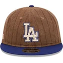 brun-och-bla-justerbar-platt-keps-9fifty-retro-crown-wool-pinstripe-fran-los-angeles-dodgers-mlb-av-new-era