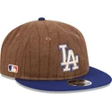 gorra-plana-marron-y-azul-ajustable-9fifty-retro-crown-wool-pinstripe-de-los-angeles-dodgers-mlb-de-new-era