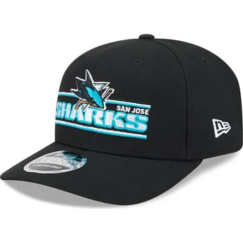 Schwarze Snapback-Kappe mit gebogenem Schirm 9SEVENTY Stretch Snap Stated der San Jose Sharks NHL von New Era