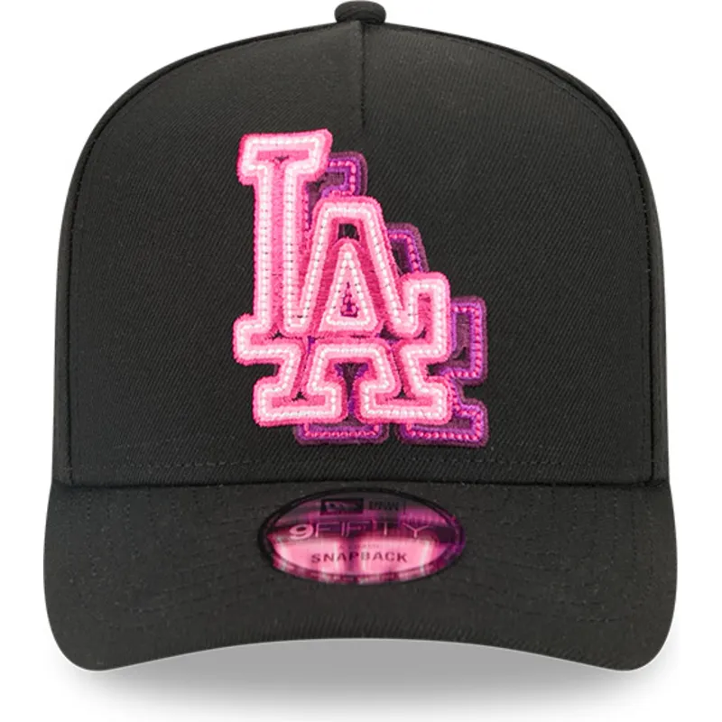 schwarze-gebogene-snapback-kappe-9fifty-a-frame-neon-der-los-angeles-dodgers-mlb-von-new-era