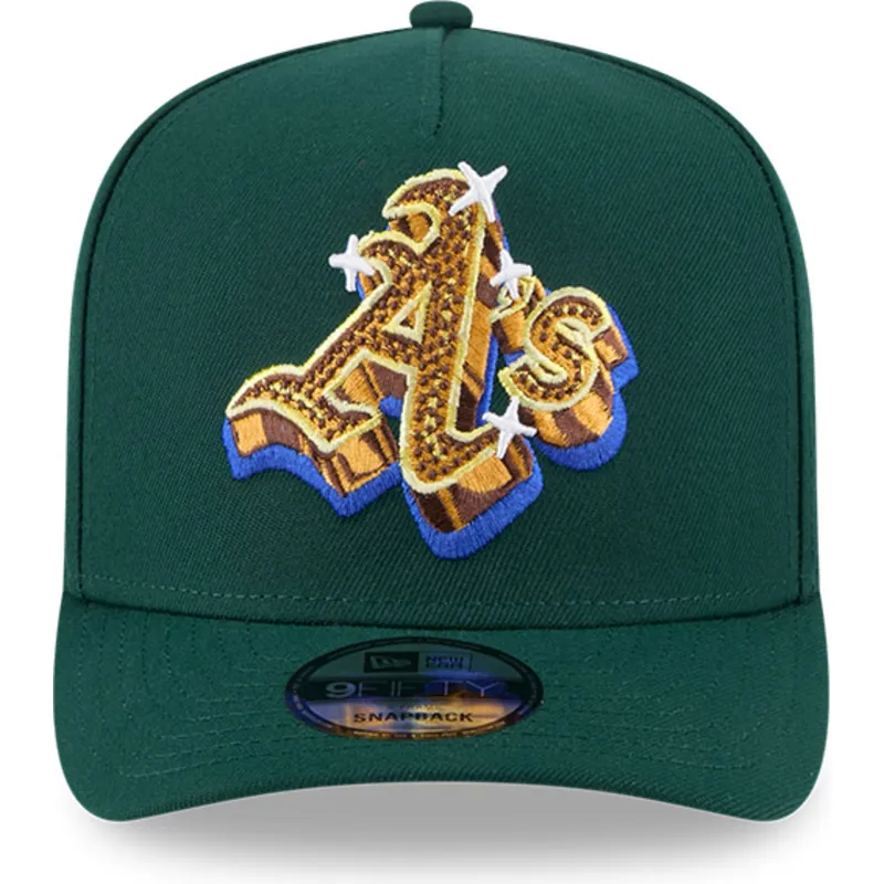grune-gebogene-snapback-kappe-9fifty-a-frame-emblem-der-oakland-athletics-mlb-von-new-era